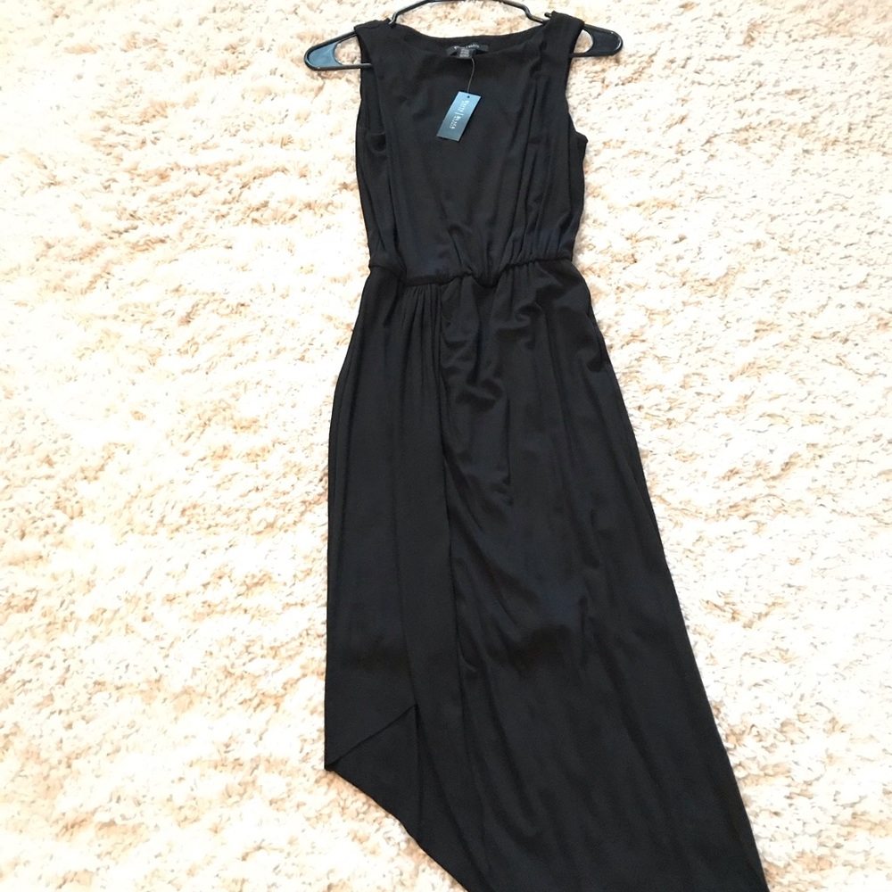 WHBM Black sleeveless angled bottom dress